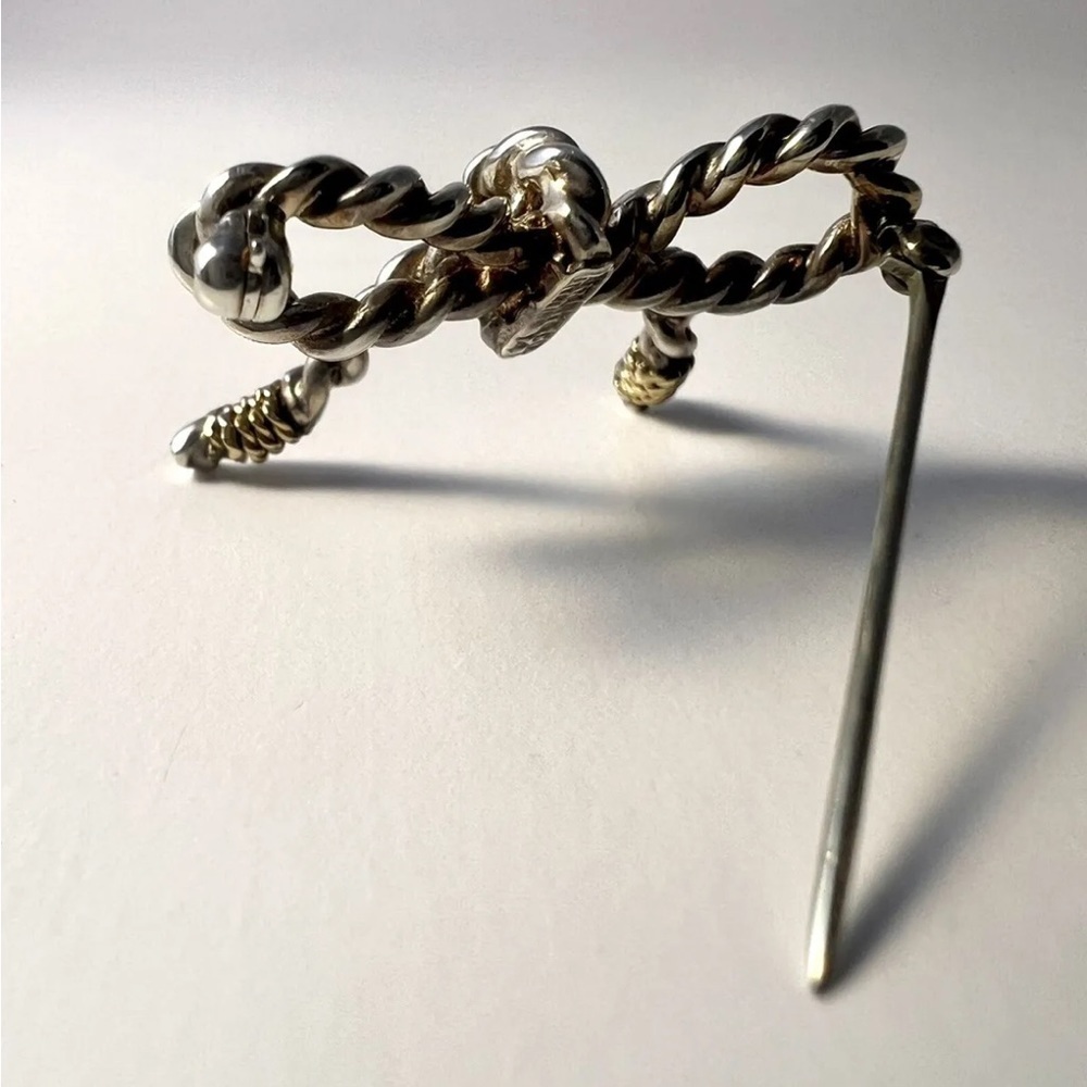 Authentic Vintage Tiffany & Co. Sterling Silver 925 & 18k Gold Rope Ribbon Bow B View 3